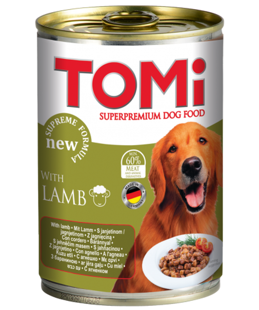 TOMI – שימורים לכלב בטעם כבש 400 גר'