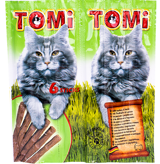 TOMI – סטיק לחתול בטעם הודו וכבש 6 יחידות