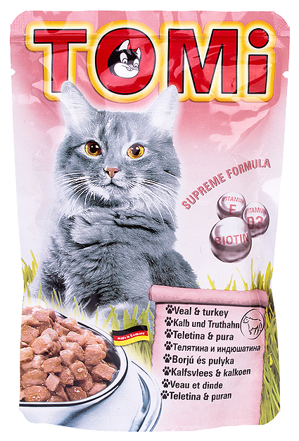 TOMI – פאוץ לחתול בטעם עגל והודו
